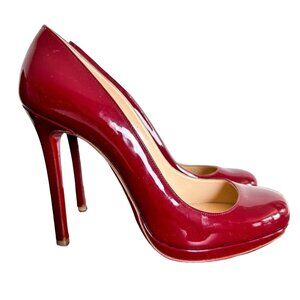Christian Louboutin Burgundy Patent Leather Platform Pumps